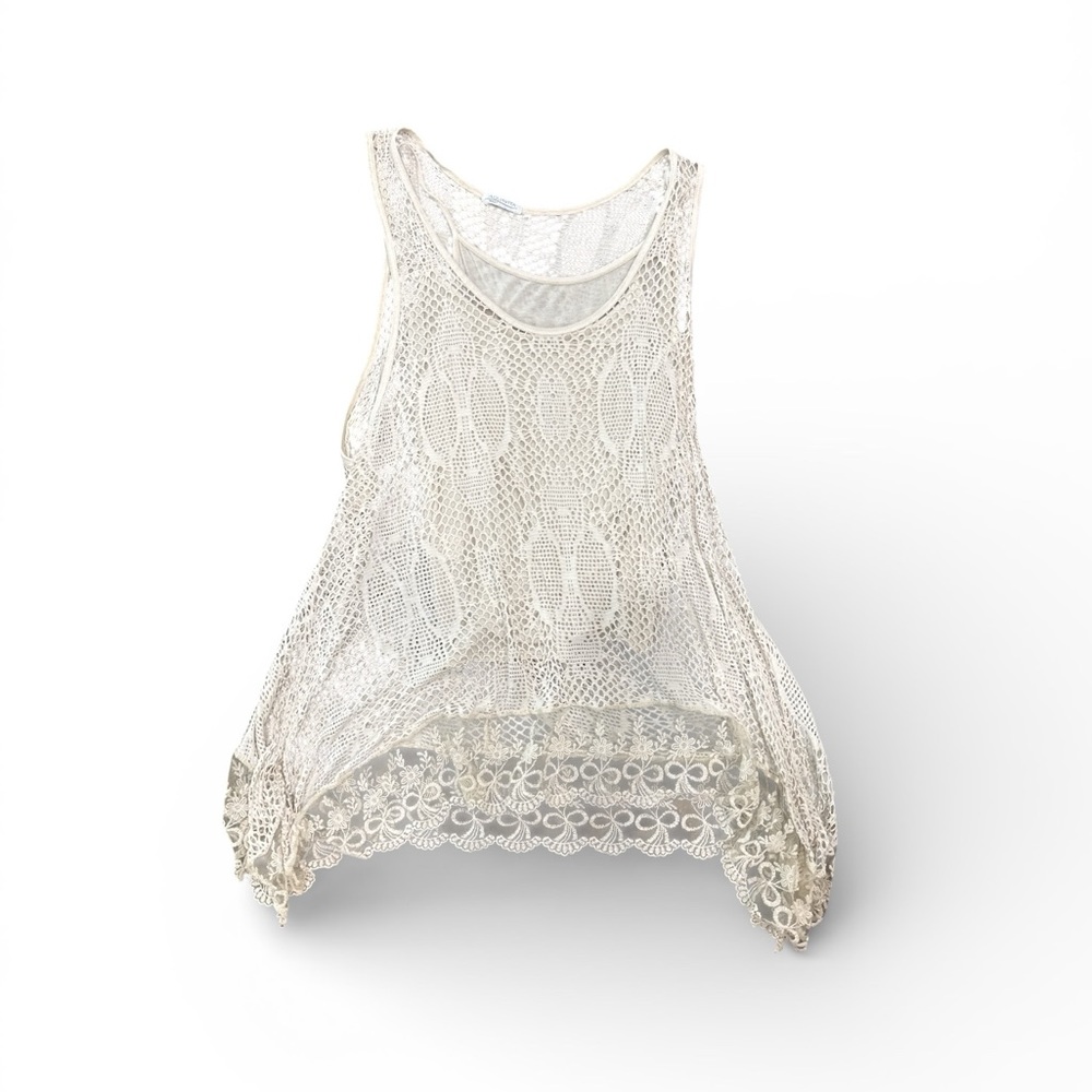 AQUAVITA resort Boho Women’s open-knit top w/ cami ivory Size One size